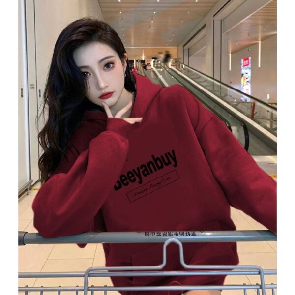 Women's Vintage Tea Hat Leisure Pullover Hoodie Coat - Image 5