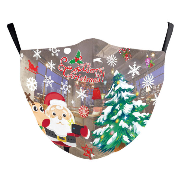 Christmas Green Digital Printing Windproof Double Layer Dustproof Mask - Image 7