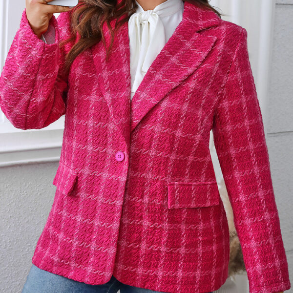 Temperament Commute Plaid Plus Size Coat - Image 2
