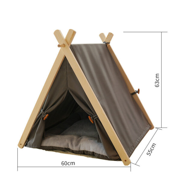 Pet Tent Cat Litter Removable And Washable Striped Canvas Solid Wood - Image 5