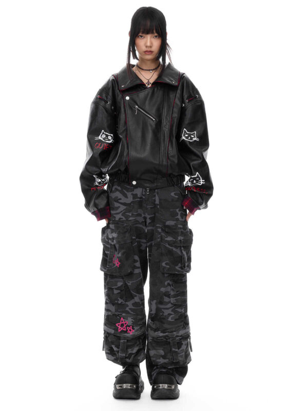 Motorcycle Reversible Jacket Pu Shuai Vibe Leather Coat - Image 2