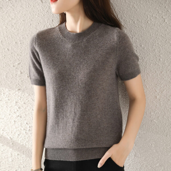 Slim-fitting Simple Bottoming Needle Sweater Top Round Neck Trend - Image 9