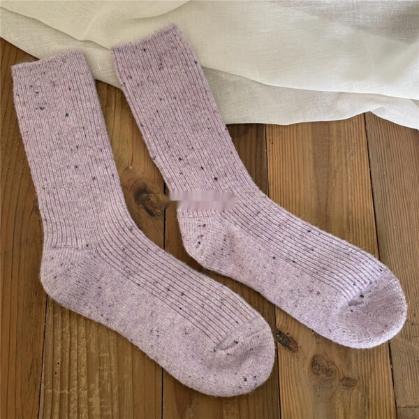 Female Solidcolor Mid-calf Length Cashmere Socks - Image 2