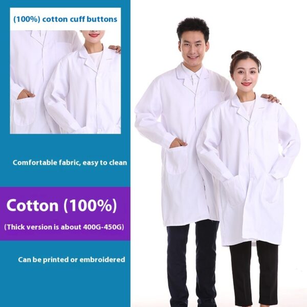 Long Sleeve Lab White Coat Men And Women - Image 3