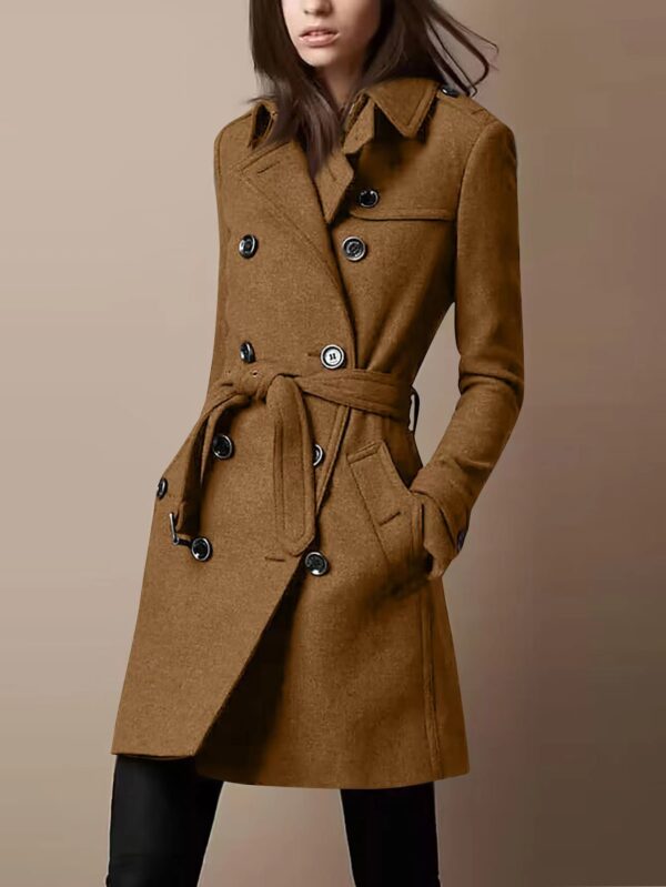 Double Breasted Casual Woolen Coat Women's Clothing - Image 2