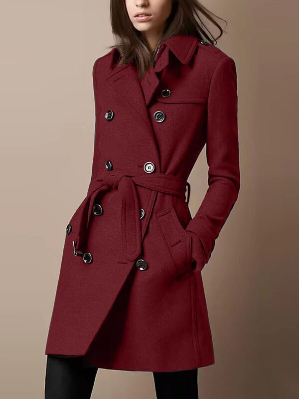 Double Breasted Casual Woolen Coat Women's Clothing - Image 4