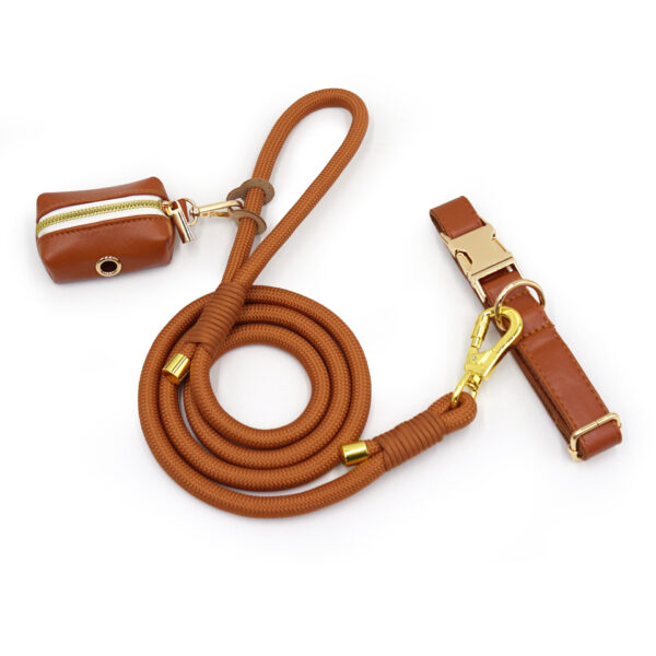 New Leather Hand-woven Round Rope Strong Dog Rope Leash - Image 8