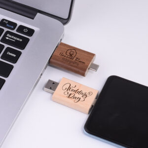 Maple Box Carved Wooden 2 In 1 Mobile Phone U-disk TYPE-C