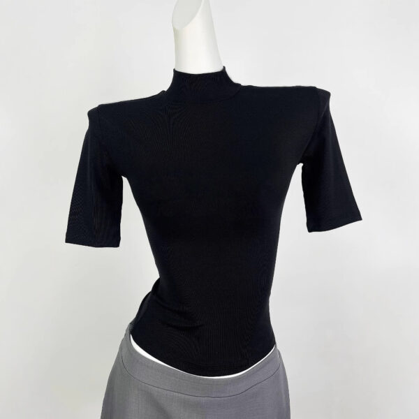 Retro Tencel Lycra Skin-friendly Turtleneck Shoulder Half Sleeve - Image 4