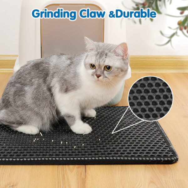 Double Rice Grain Cat Litter Mat, Cat Litter Cleaning Pad, Cat Litter Box Mat, Splash Guard Filter Mat - Image 4