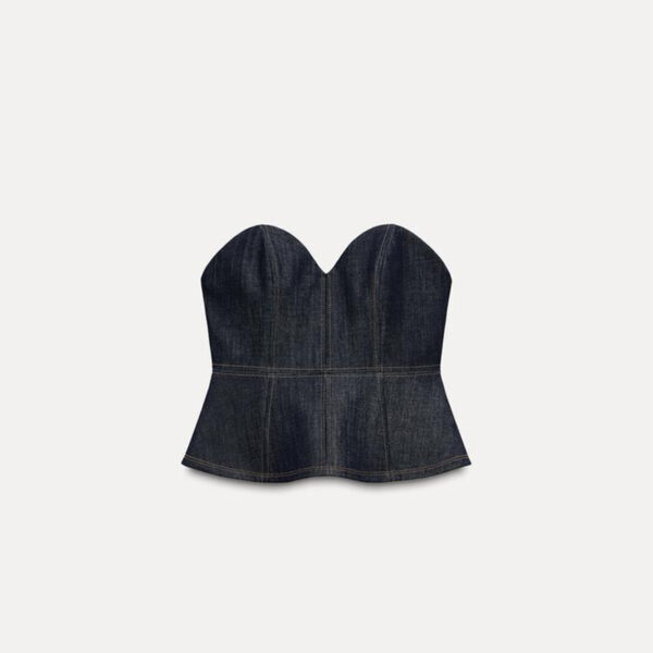 Dark Blue Temperament Waist-controlled Hong Kong Style Denim Suit - Image 5