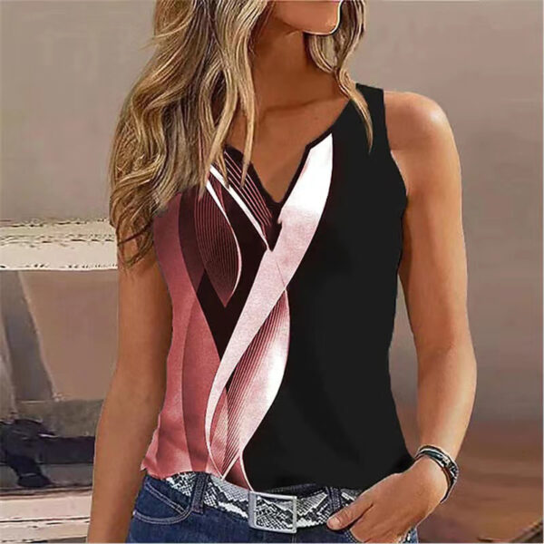 V-neck Buttons Sleeveless 3D Digital Casual Loose Vest - Image 7