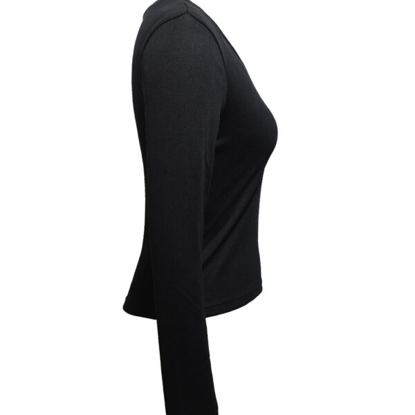 Ladies' Hollowed Out V-neck Long Sleeved Solid Color Sexy Versatile Knitted Cardigan - Image 3