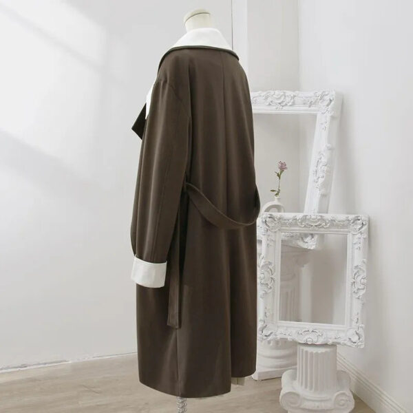 Double-layer Collar Fake Two-piece Long Sleeve Coat Overcoat - Image 3
