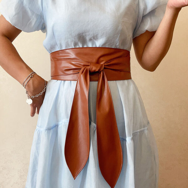 PU Wide Belt Coat Decoration Bandage Waist Seal With Dress - Image 6