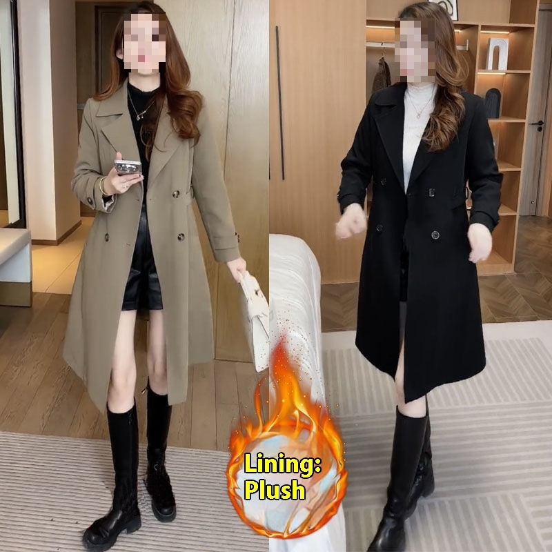 High-grade Fleece Thick Trench Coat Coat Western Style Slimming - Image 3