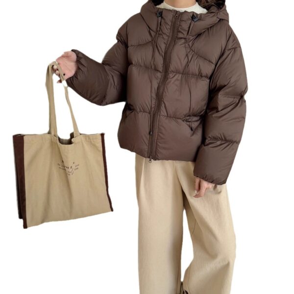 White Duck Down Puff Fluffy Hooded Down Jacket - Image 2