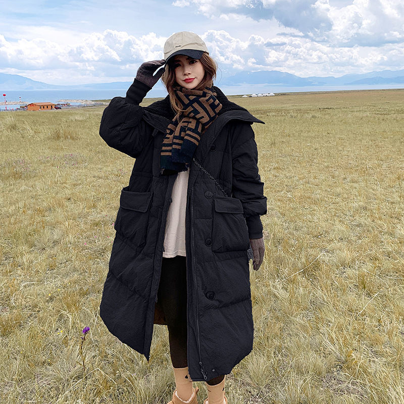 Below The Knee Korean Style Fashion Loose Cotton Coat - Image 4