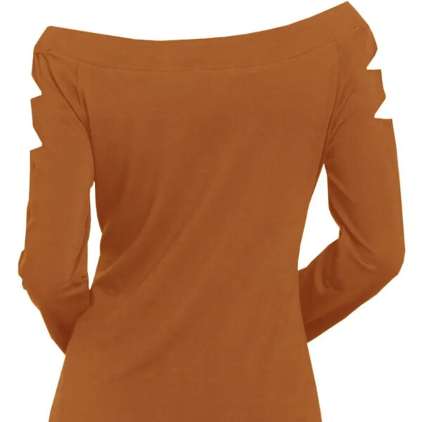 Ladies' Halloween Pumpkin Printed Diagonal Collar Hollow Long Sleeve Gothic T-shirt - Image 3