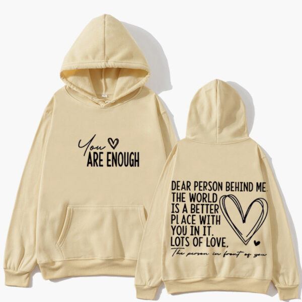 New YOU ARE ENOUGH Lettered Casual Hoodie - Image 8