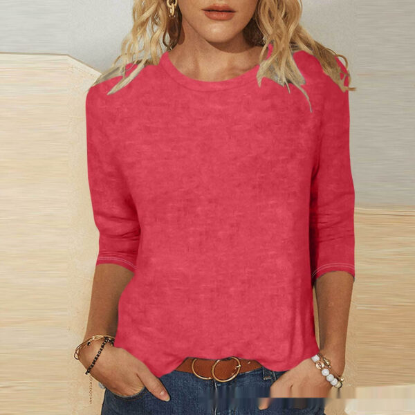 Round Neck 34 Sleeves Casual Top For Women - Image 2