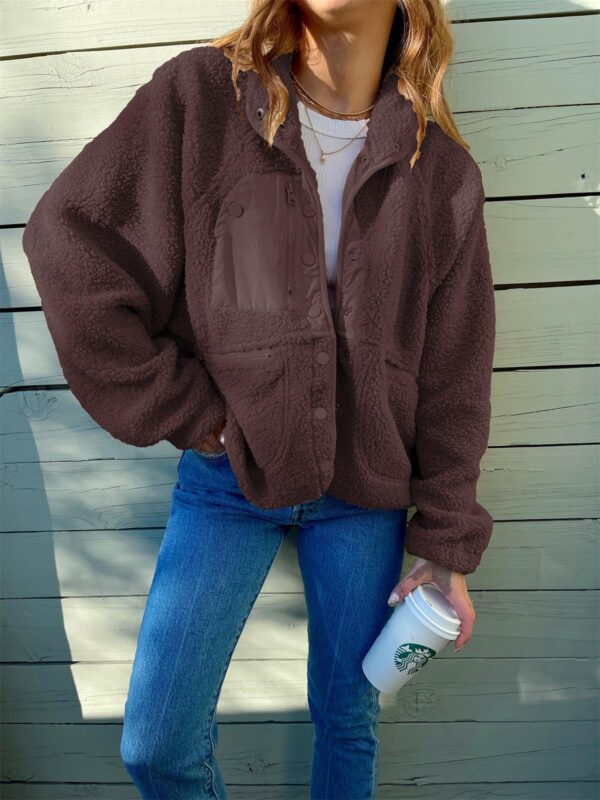 Short Cardigan Plush Jacket Lamb Wool Coat - Image 6