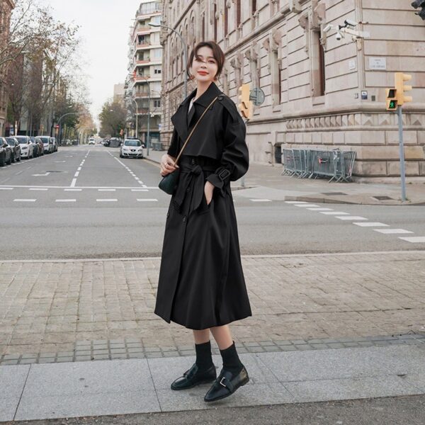 Real Shot Wine Red British Style Trench Coat Coat - Image 5