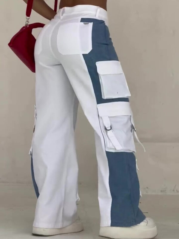 Contrast Pocket Cargo Jeans - Image 3