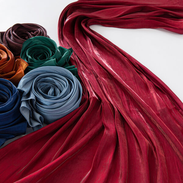 Solid Color Thin Travel Sun Protection Shawl Linen Plain Satin Scarf - Image 9