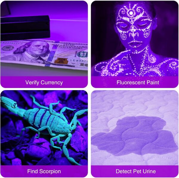 UV Flashlight LED Handheld Blacklight Flashlight Mini Light Torch Detector For Dog Pet Urine Stains Bed Bugs And Scorpions Batteries Not Included - Image 2