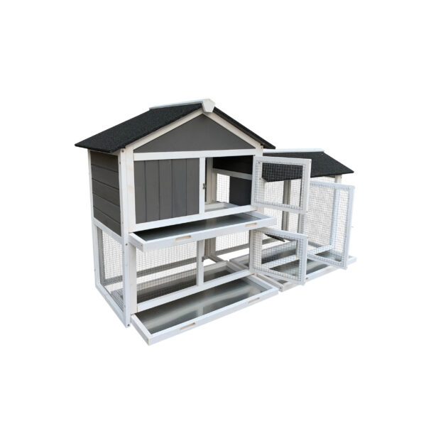 Detachable Pallet Ramp Wooden Outdoor Rabbit Hutch With Walking Cage - Image 3