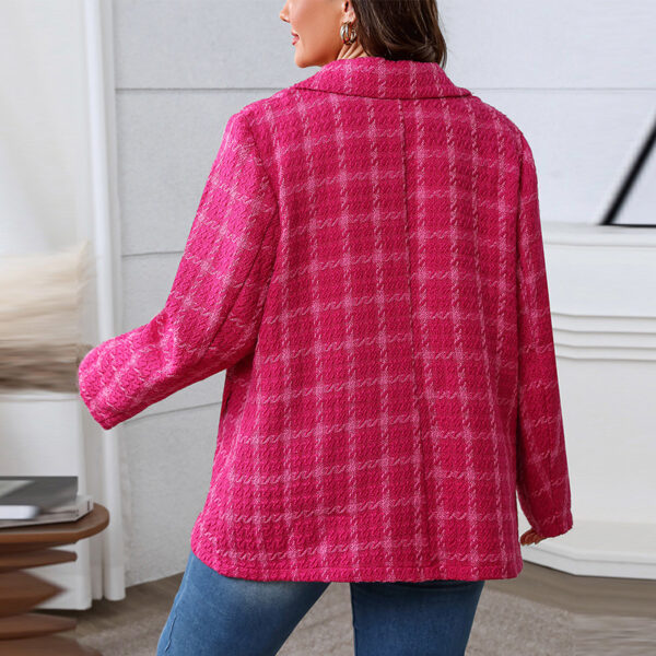 Temperament Commute Plaid Plus Size Coat - Image 4
