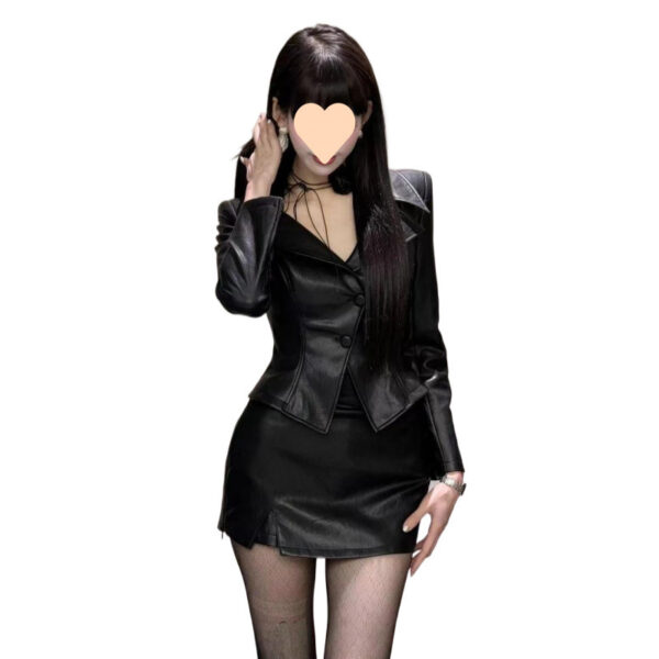 European And American Style Solid Color Waist Tight Long Sleeve Coat - Image 2