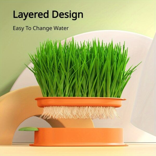 Carrot Design Cat Grass Growth Kit Grass Planting Box Plastic Pet Grass Tray Pet Supplies Including Seeds - Image 5