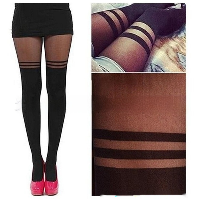 Women's Stripes Patchwork Base Silk Socks - Image 3