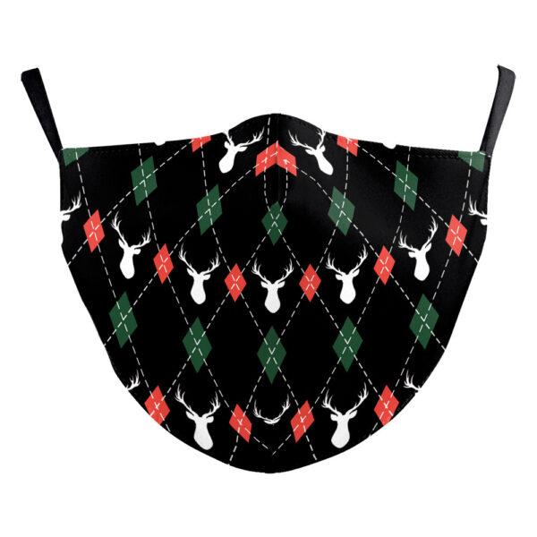 Christmas Green Digital Printing Windproof Double Layer Dustproof Mask - Image 6