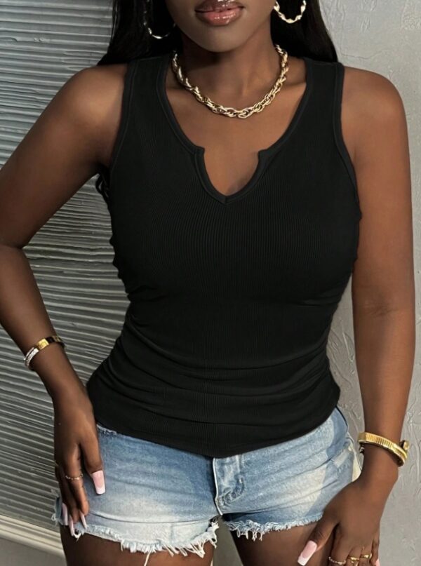 Daily Summer Casual Ribbed White Sleeveless Tank Top For Women - Image 3