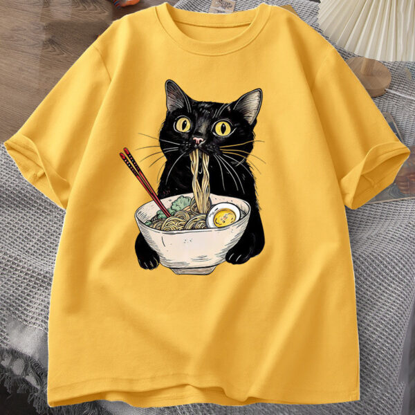 Noodle Ramen Cat T-Shirt Foodie Lover T Shirts - Image 9