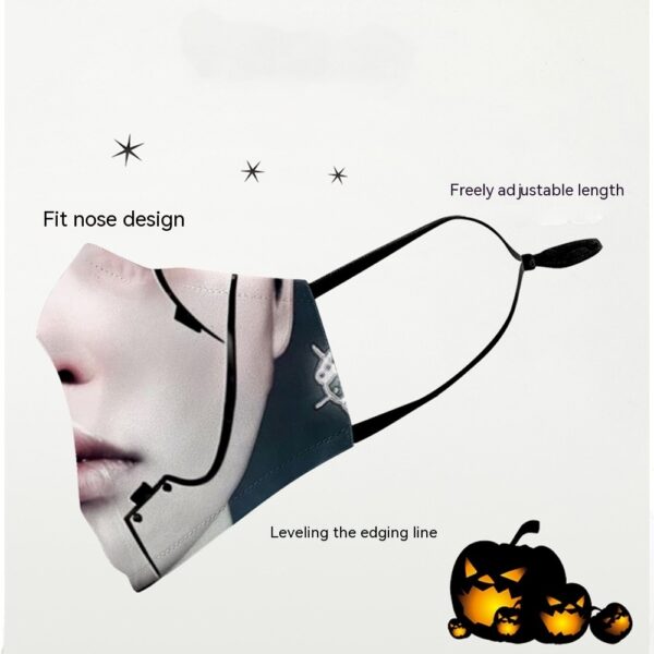 Halloween Milk Silk High Density Diagonal Cloth Double Layer Dustproof Protective Mask - Image 6