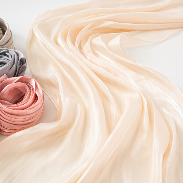Solid Color Thin Travel Sun Protection Shawl Linen Plain Satin Scarf - Image 6