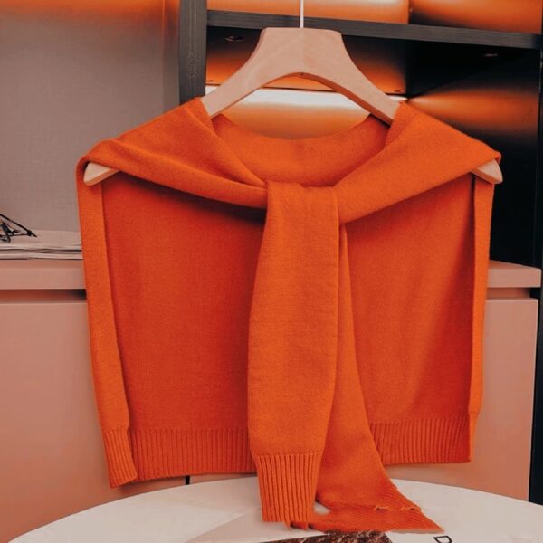 Shoulder Pad Waistcoat Wool Scarf - Image 10
