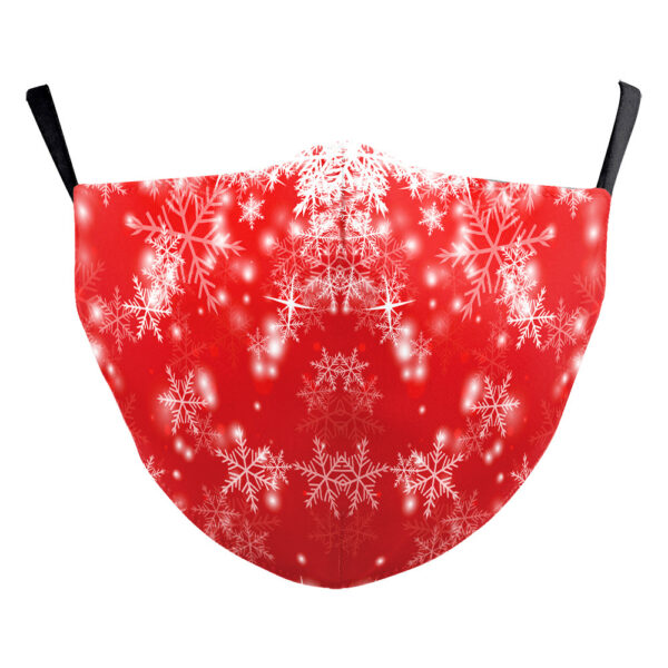 Christmas Green Fur Printed Protective Mask - Image 3
