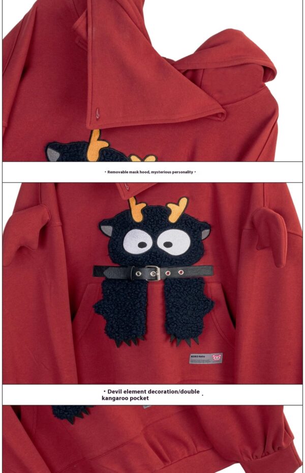 Girl Like Cartoon Embroidered Hooded Sweatshirt For Women - Image 5
