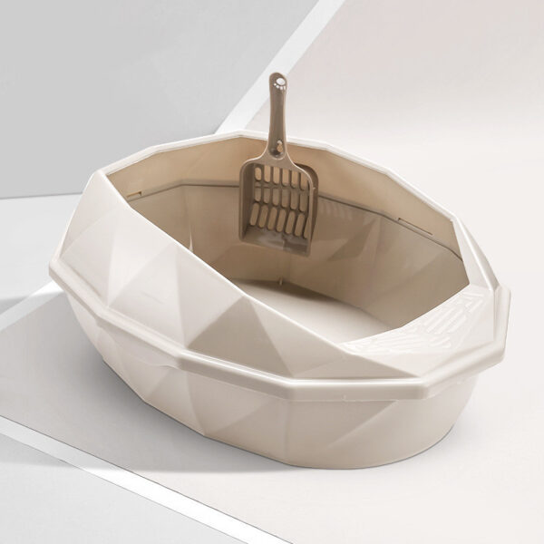 Plastic Anti-sputtering Diamond-shaped Semi-enclosed Cat Litter Box - Image 5