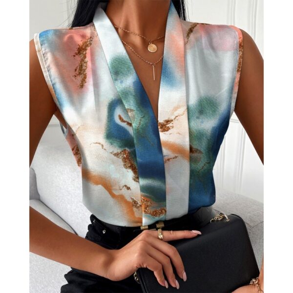 Printed Sleeveless Shirt Top For Women - Image 5