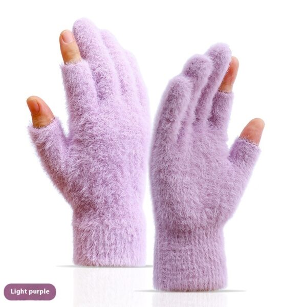 Autumn And Winter Fashionable Warm Exposed Two Finger Gloves - Image 4