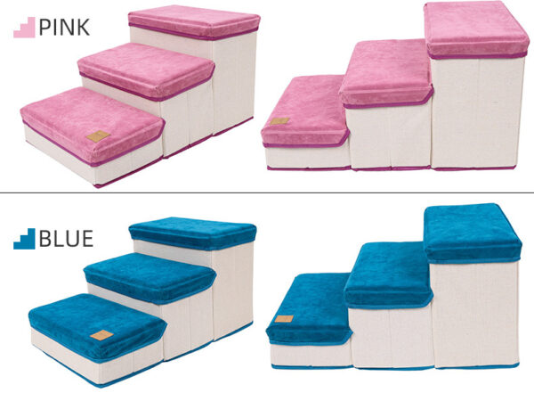Small Dog Stairs - Pet Stairs For Couch And High Beds, Folding Steps, Pet Toy Storage, Cat Stairs For Bed-Allows Your Pets Easy Instant Access To Your Sofa Or Bedside - Image 3