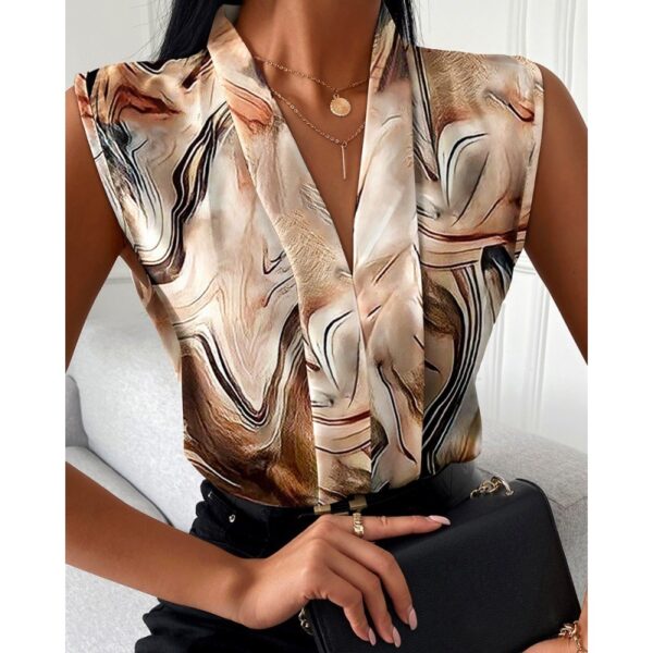 Printed Sleeveless Shirt Top For Women - Image 6